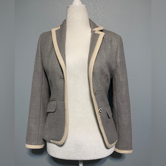 J Crew Wool Lexington Gray Blazer Preppy Old Money Equestrian Jacket Size 4 - Picture 2 of 9